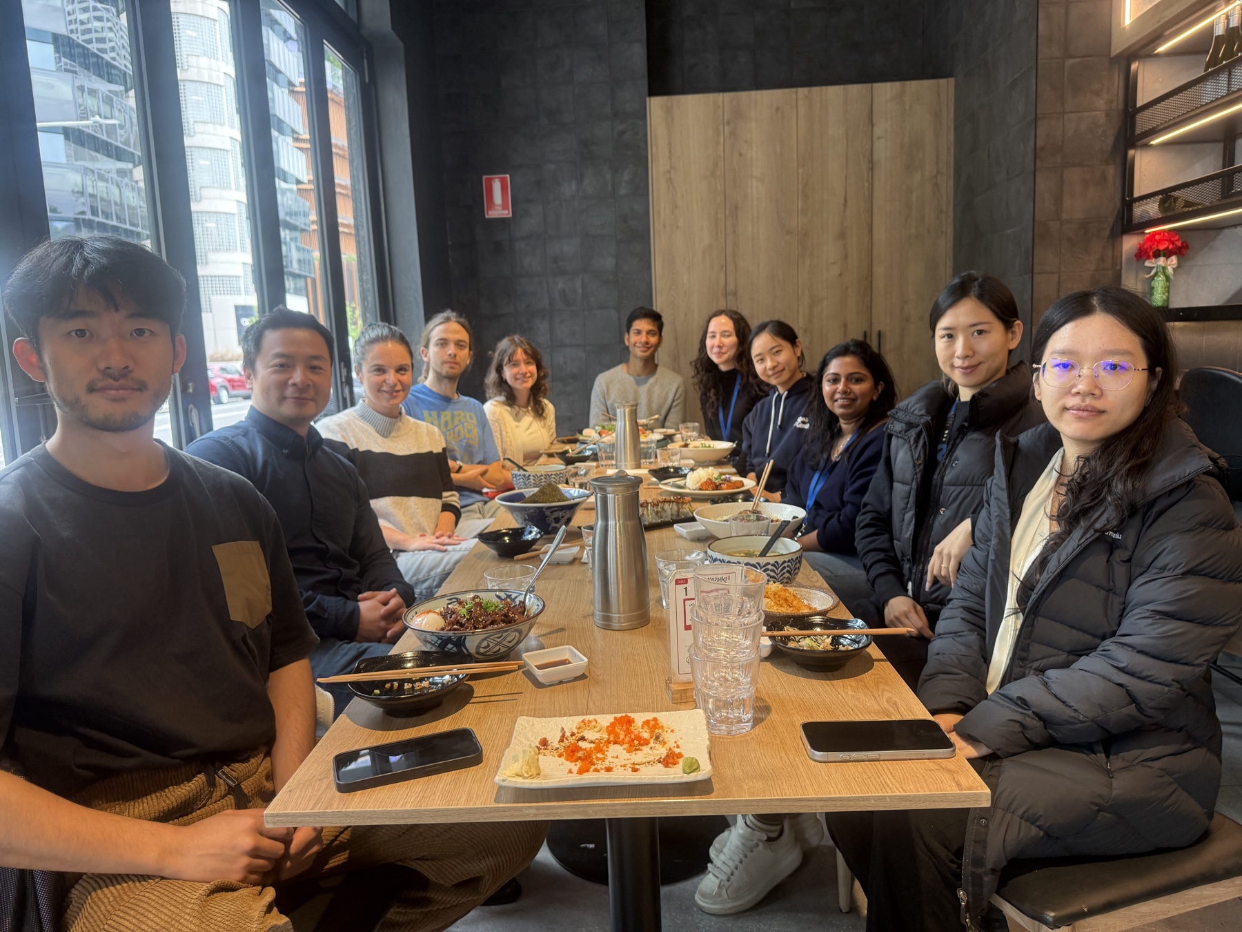 Lab members dining together in October 2026